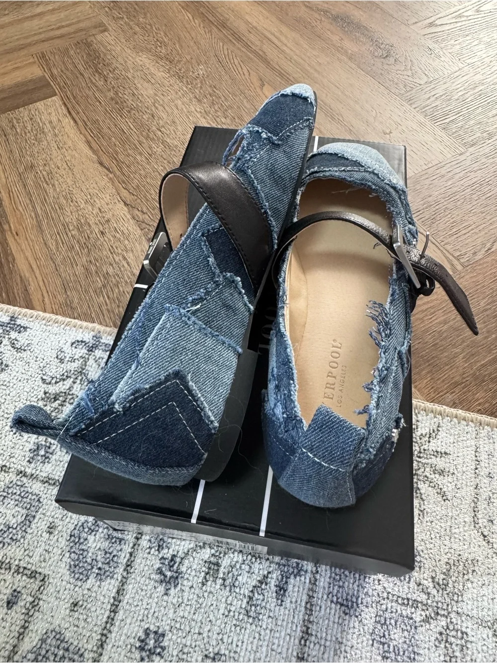 Liverpool Los Angles Patchwork Denim Maryjane Ballet Flats NIB - Picture 6 of 9
